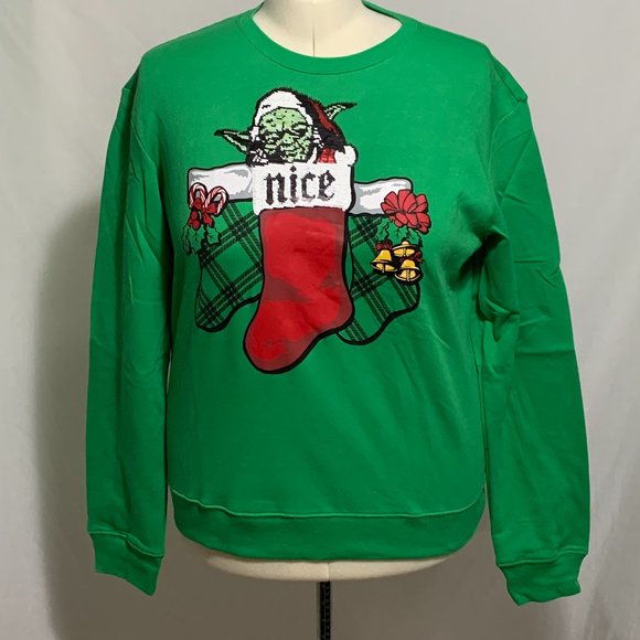 Ugly Christmas Sweatshirt Star Wars Yoda Darth Vader Naughty Nice Men Women L - Picture 1 of 6